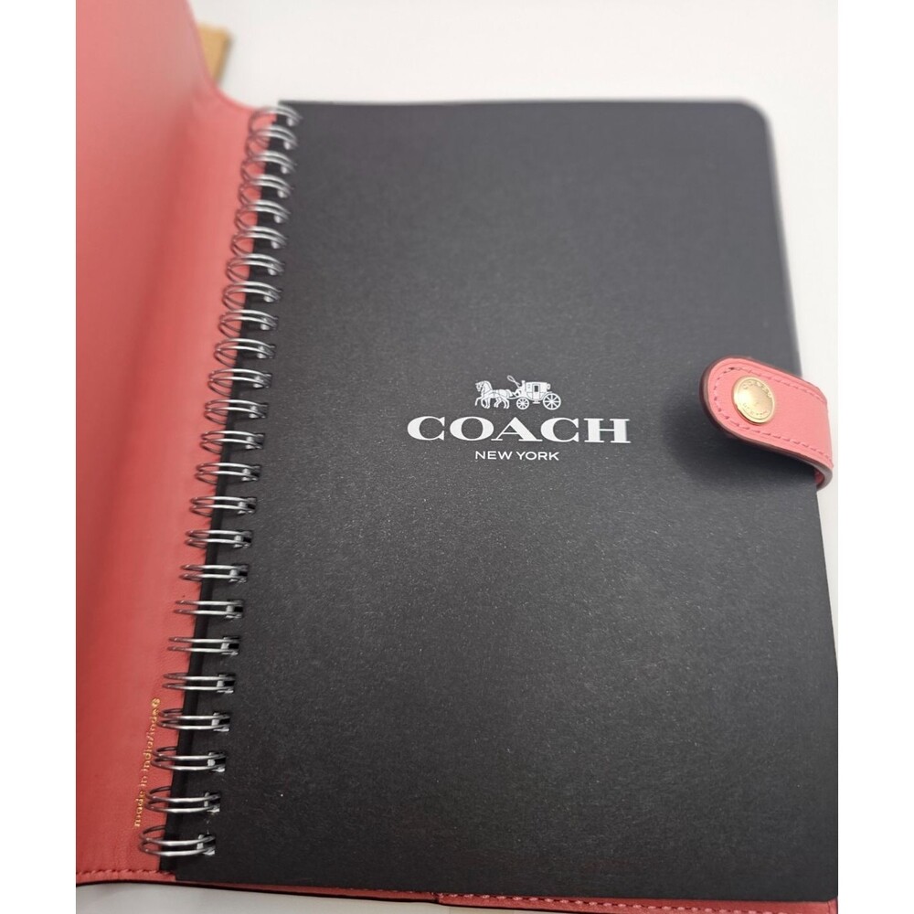Coach Leather Notebook Planner Pink Snap Closure Journal Organizer New - Picture 7 of 9